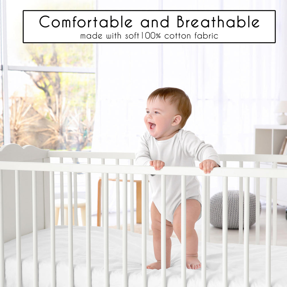 Sweet Jojo Designs neutral crib set shown in a gender-neutral boho chic nursery.