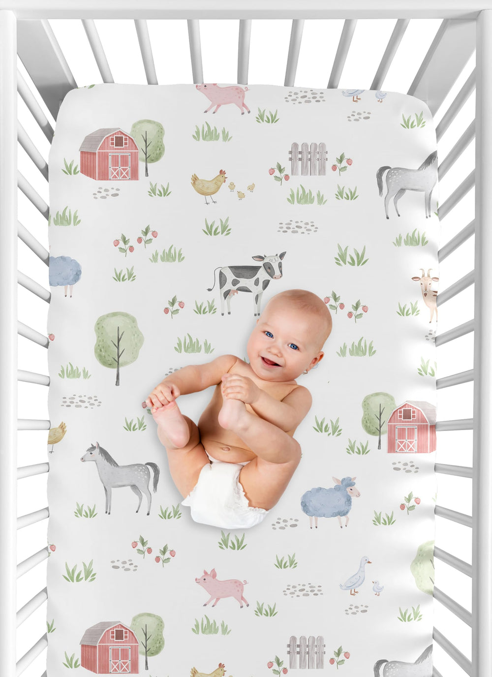 Sweet Jojo Designs neutral farmhouse crib sheets suitable for any nursery theme