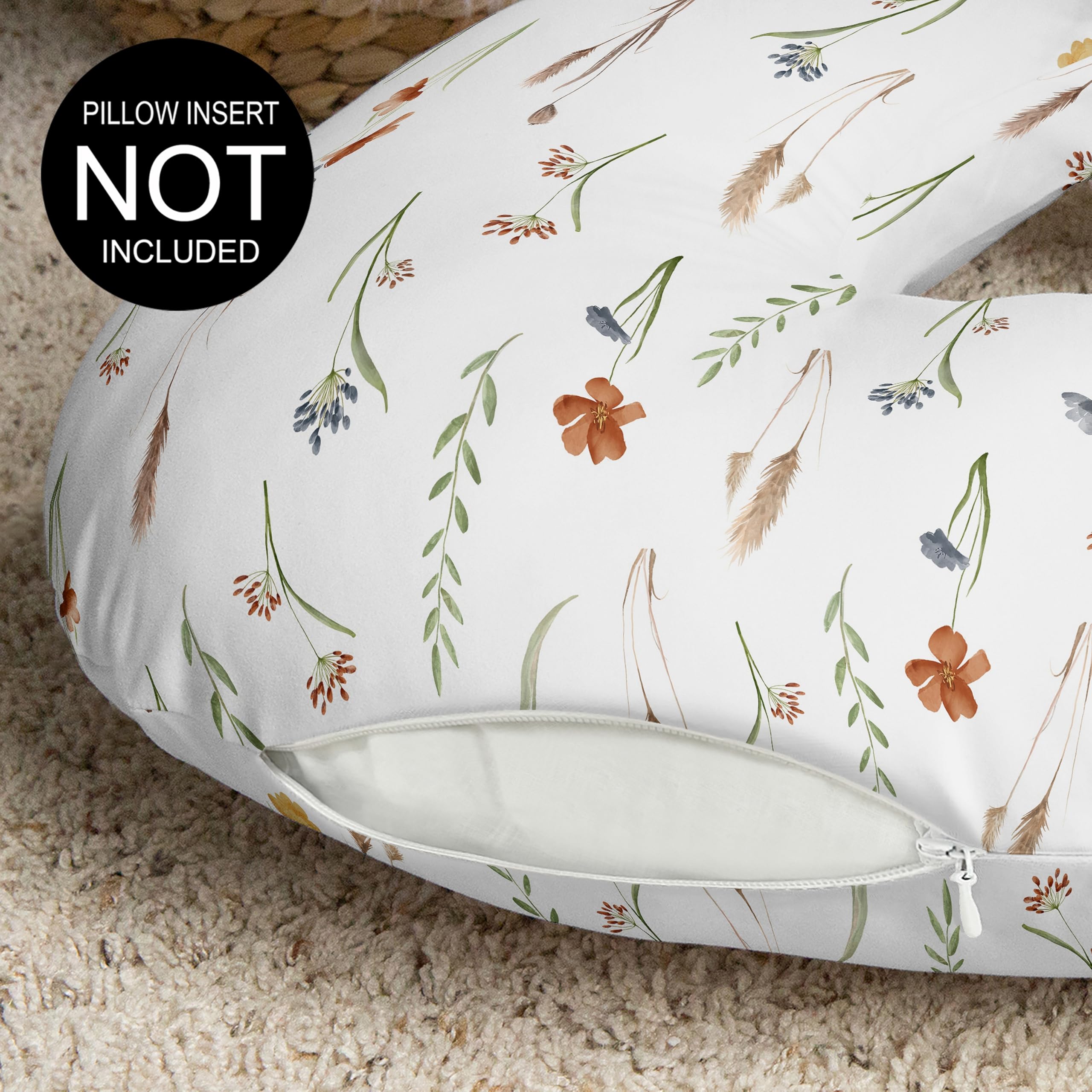 Sweet Jojo Designs nursing pillow cover zipper closeup highlights hidden zipper and easy changes
