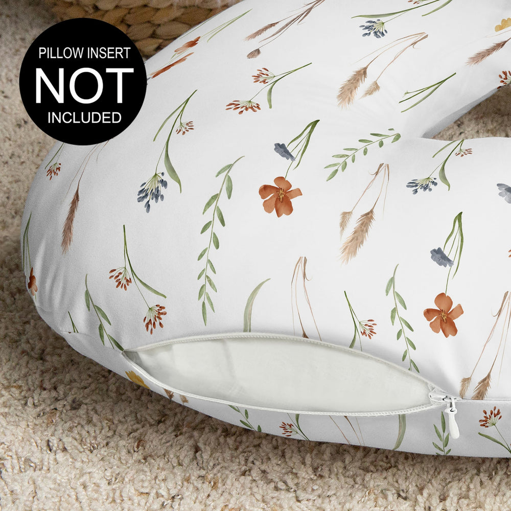 Sweet Jojo Designs nursing pillow cover zipper closeup highlights hidden zipper and easy changes
