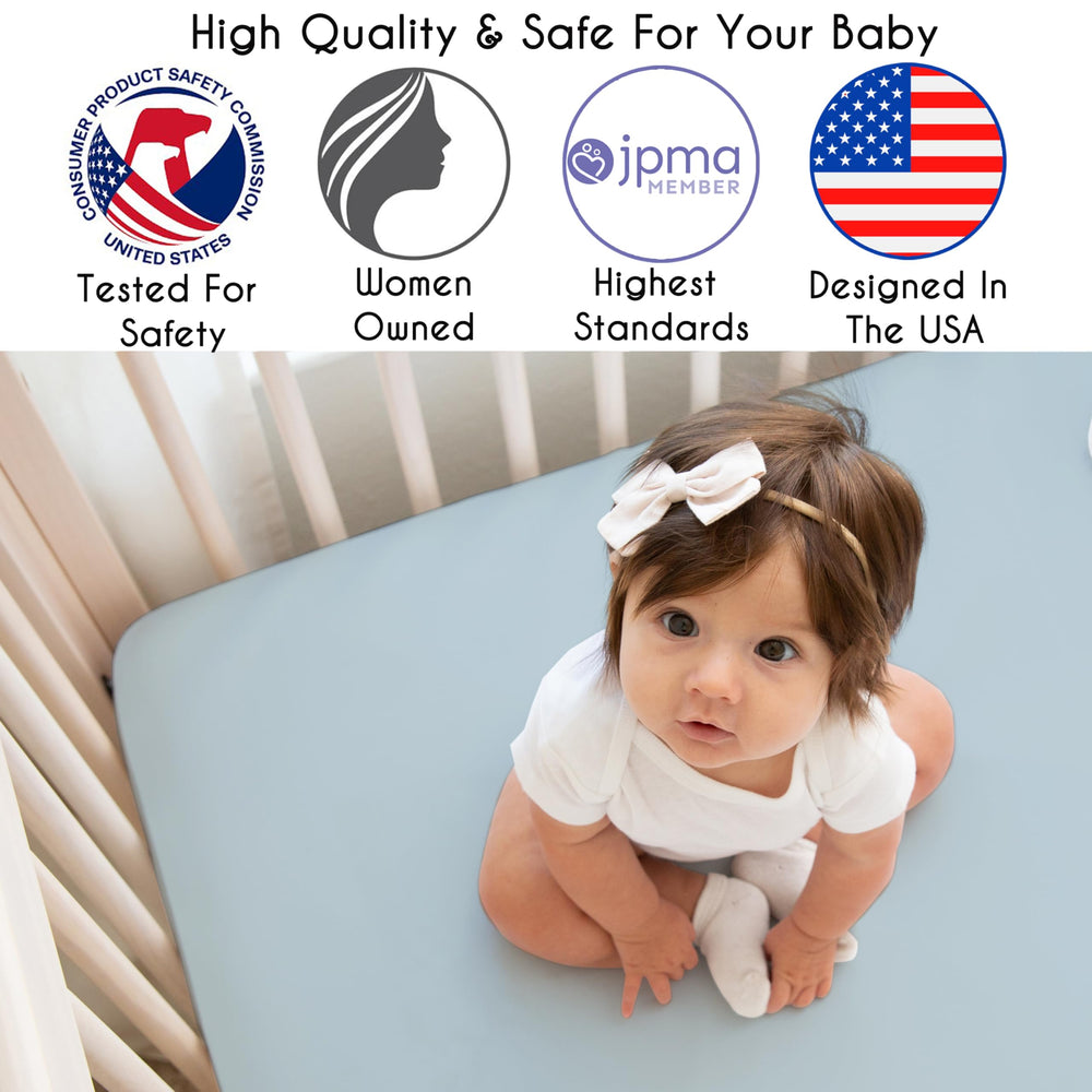 Sweet Jojo Designs Ocean Seashells crib skirt adds nautical style and tidy space
