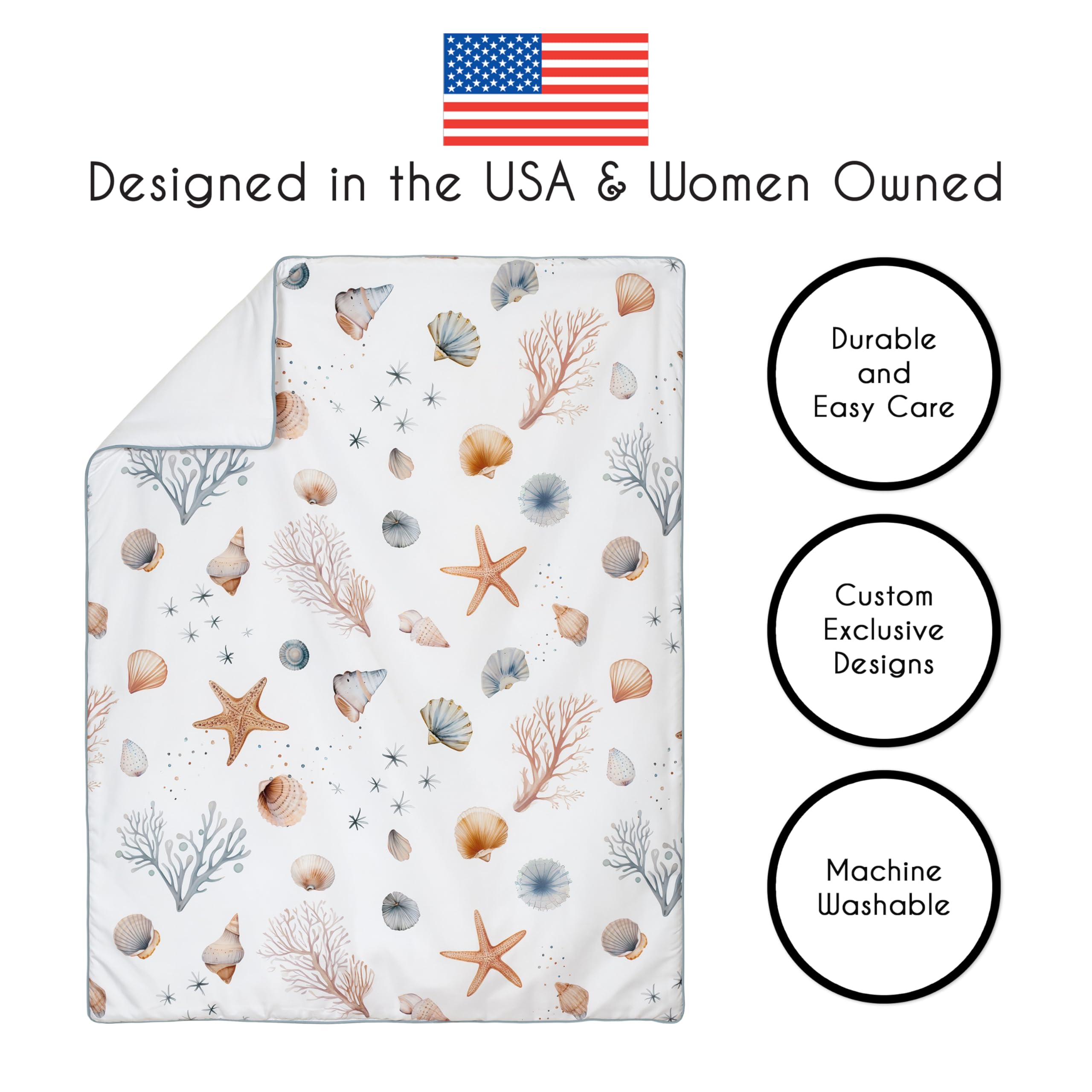 Sweet Jojo Designs Ocean Seashells diaper stacker keeps diapers organized and accessible
