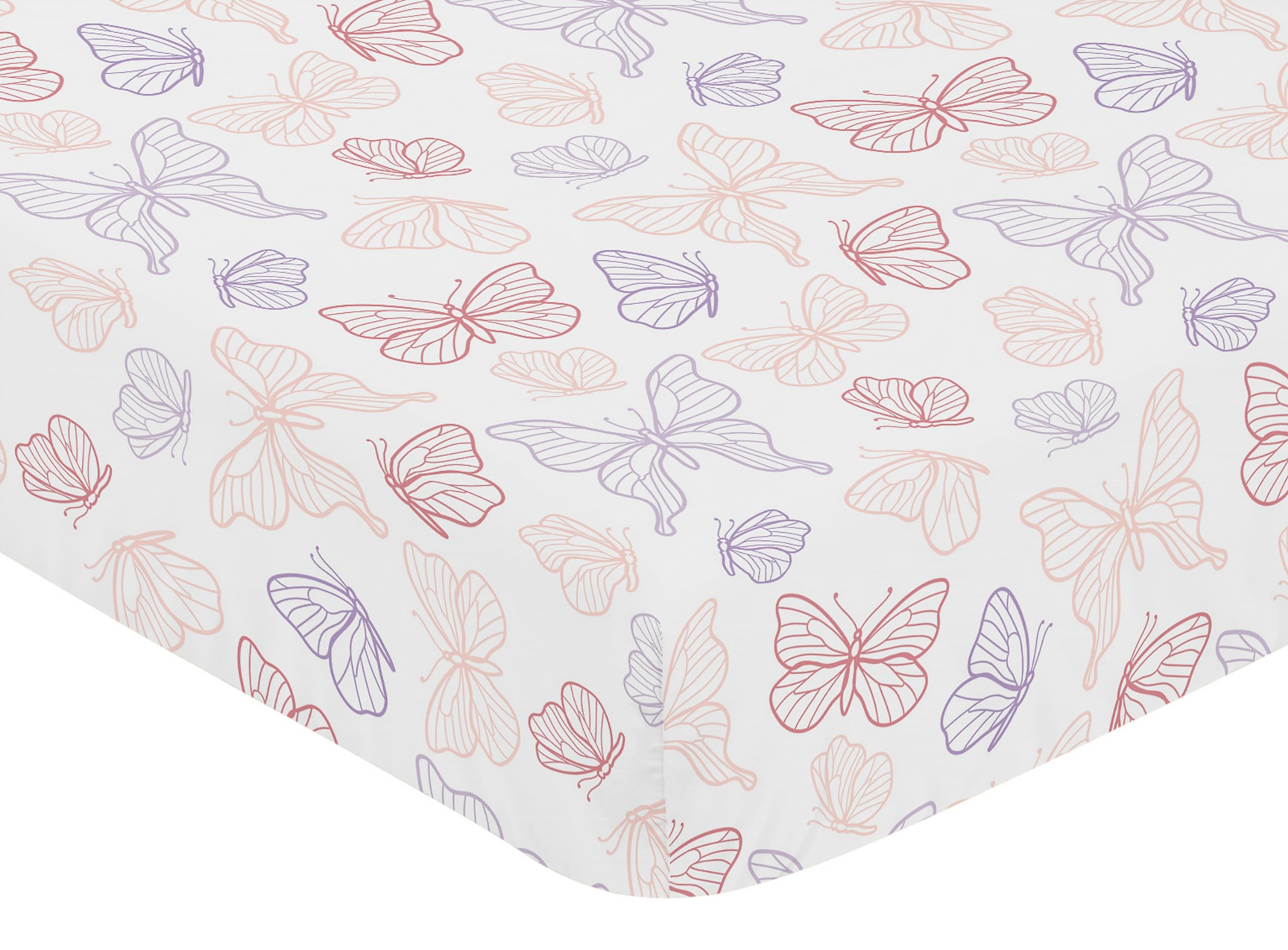 Sweet Jojo Designs pastel butterfly embroidery detail adds delicate decorative accent