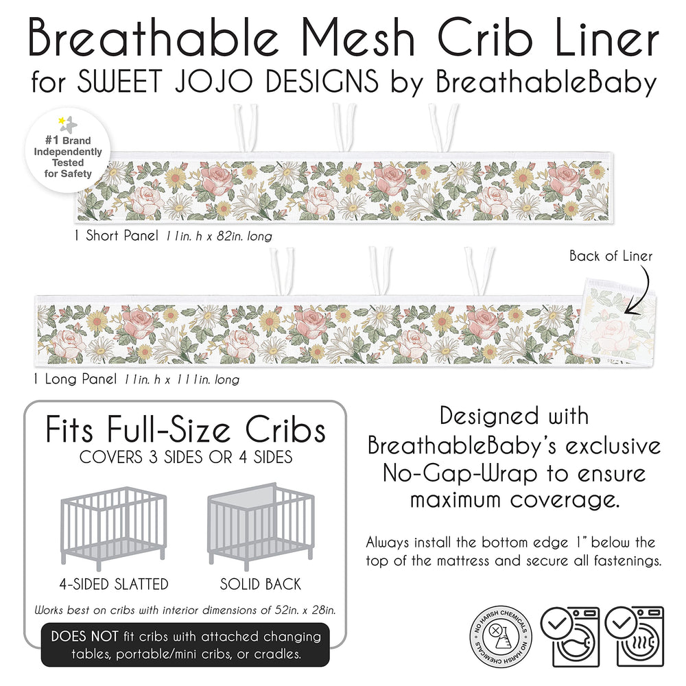 Sweet Jojo Designs visual shield supports calmer sleep and pacifier reach.