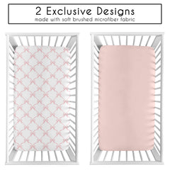Sweet Jojo Designs pink bows crib sheet full-fit demonstrates secure elastic edge.
