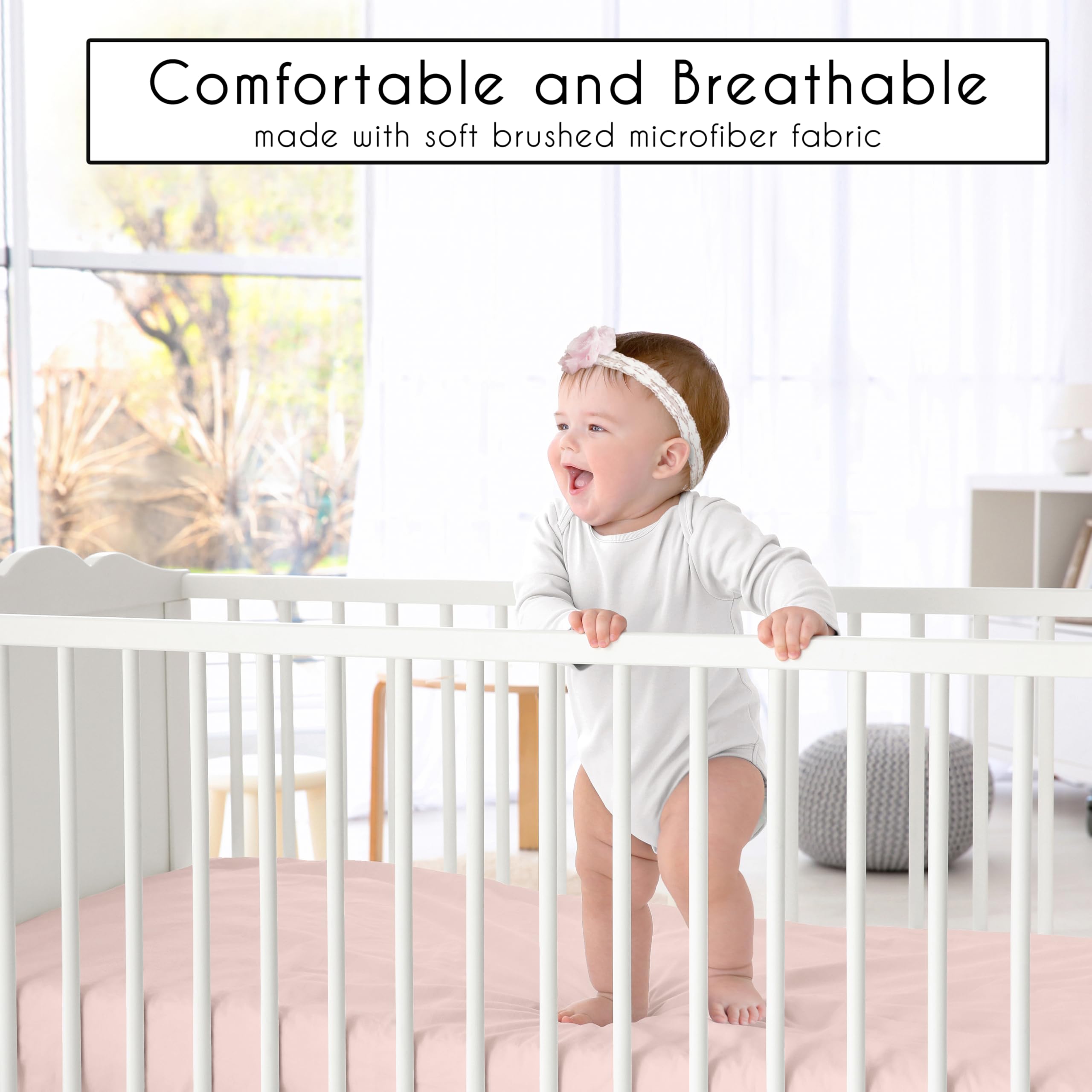 Sweet Jojo Designs pink bows crib sheet care shot shows machine-wash ease.