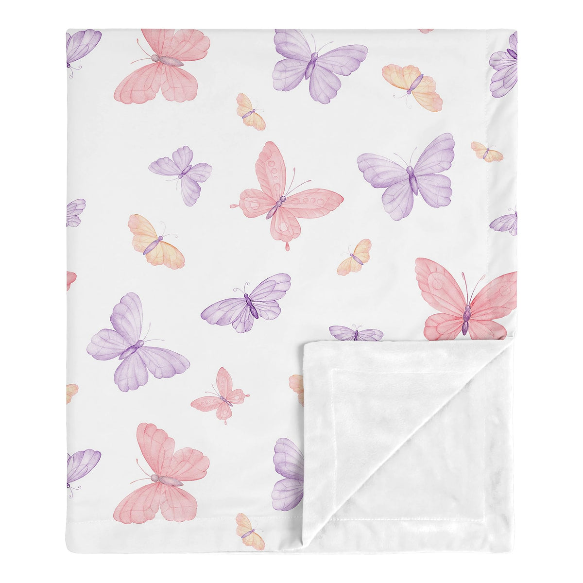Sweet Jojo Designs pink butterfly blanket pattern close-up for cozy nursery decor
