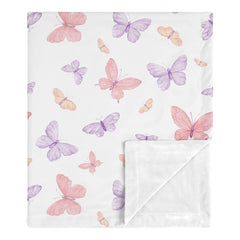 Sweet Jojo Designs pink butterfly blanket pattern close-up for cozy nursery decor