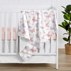 Sweet Jojo Designs pink butterfly blanket reverse to soft white minky for snuggly warmth