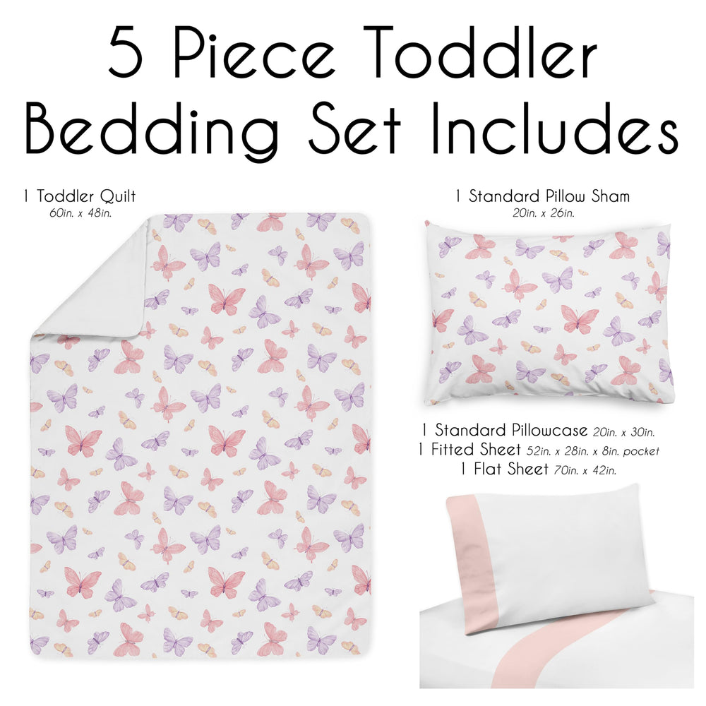 Sweet Jojo Designs pink butterfly pillowcase adds color and easy-care fabric.