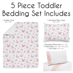 Sweet Jojo Designs pink butterfly pillowcase adds color and easy-care fabric.