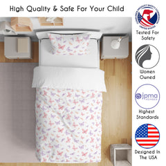 Sweet Jojo Designs pink butterfly sham complements the set's pastel theme.