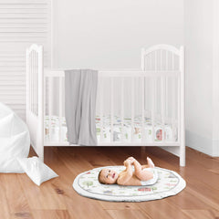 Sweet Jojo Designs watercolored farm print with white piping adds cozy style to playtime