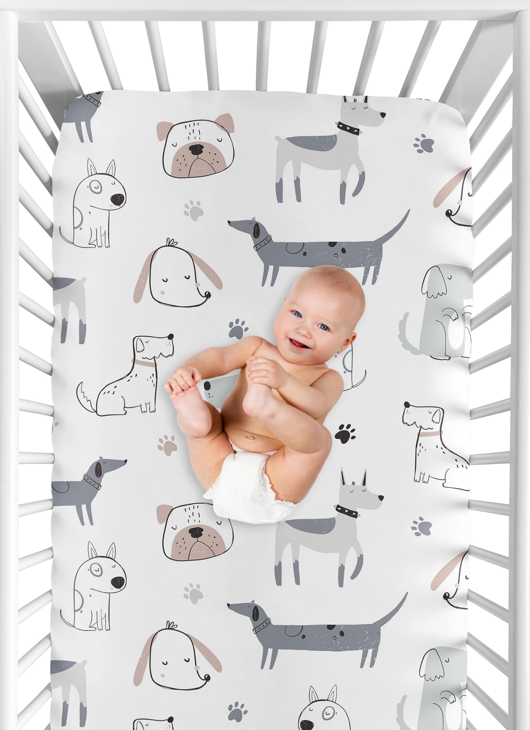 Sweet Jojo Designs Puppy Dog breathable sheet supports quick changes during busy nights