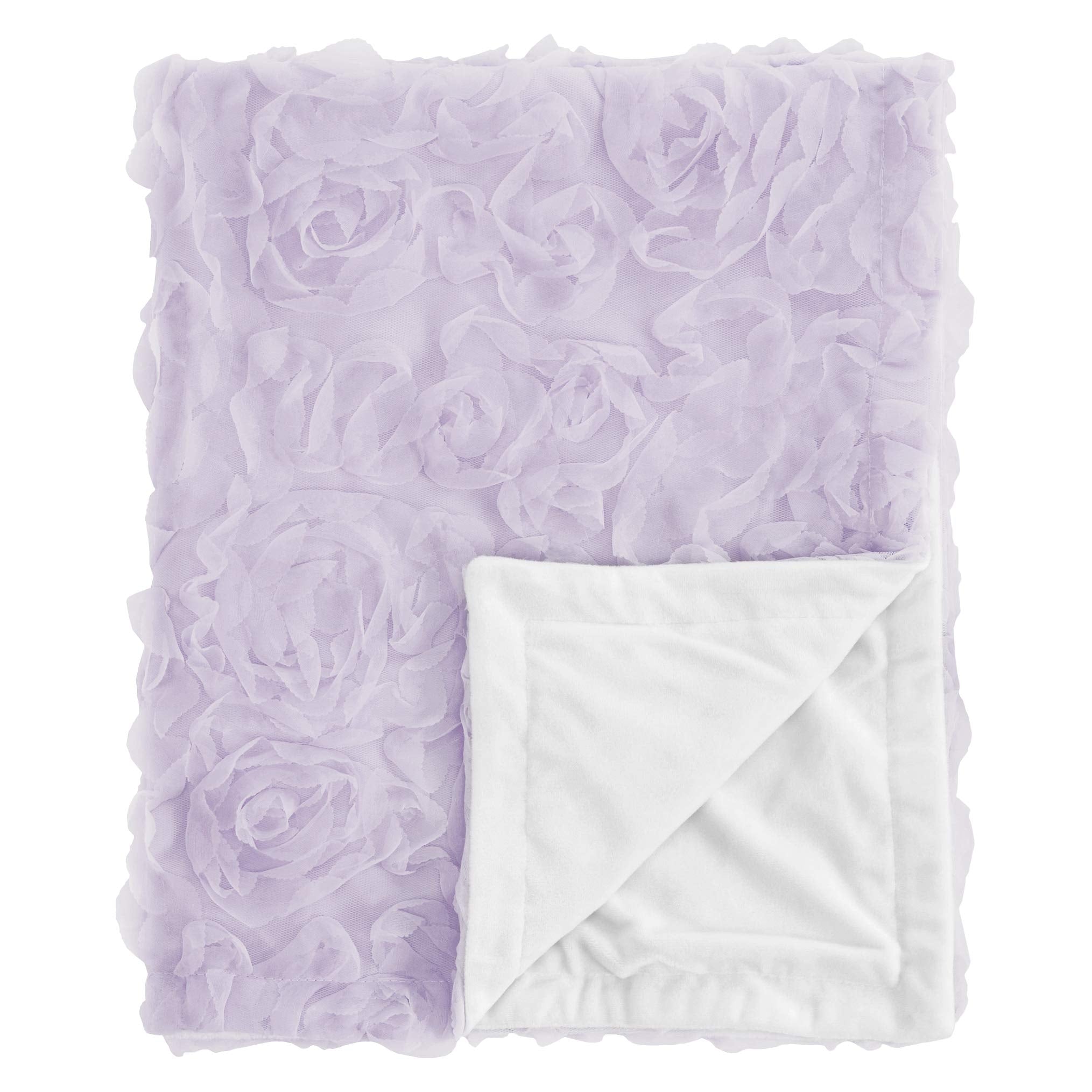 Sweet Jojo Designs purple floral rose blanket reverse-minky for cozy newborn cuddles on the go.