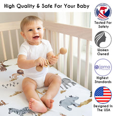 Sweet Jojo Designs safari lion print crib sheet with cozy texture for nap time