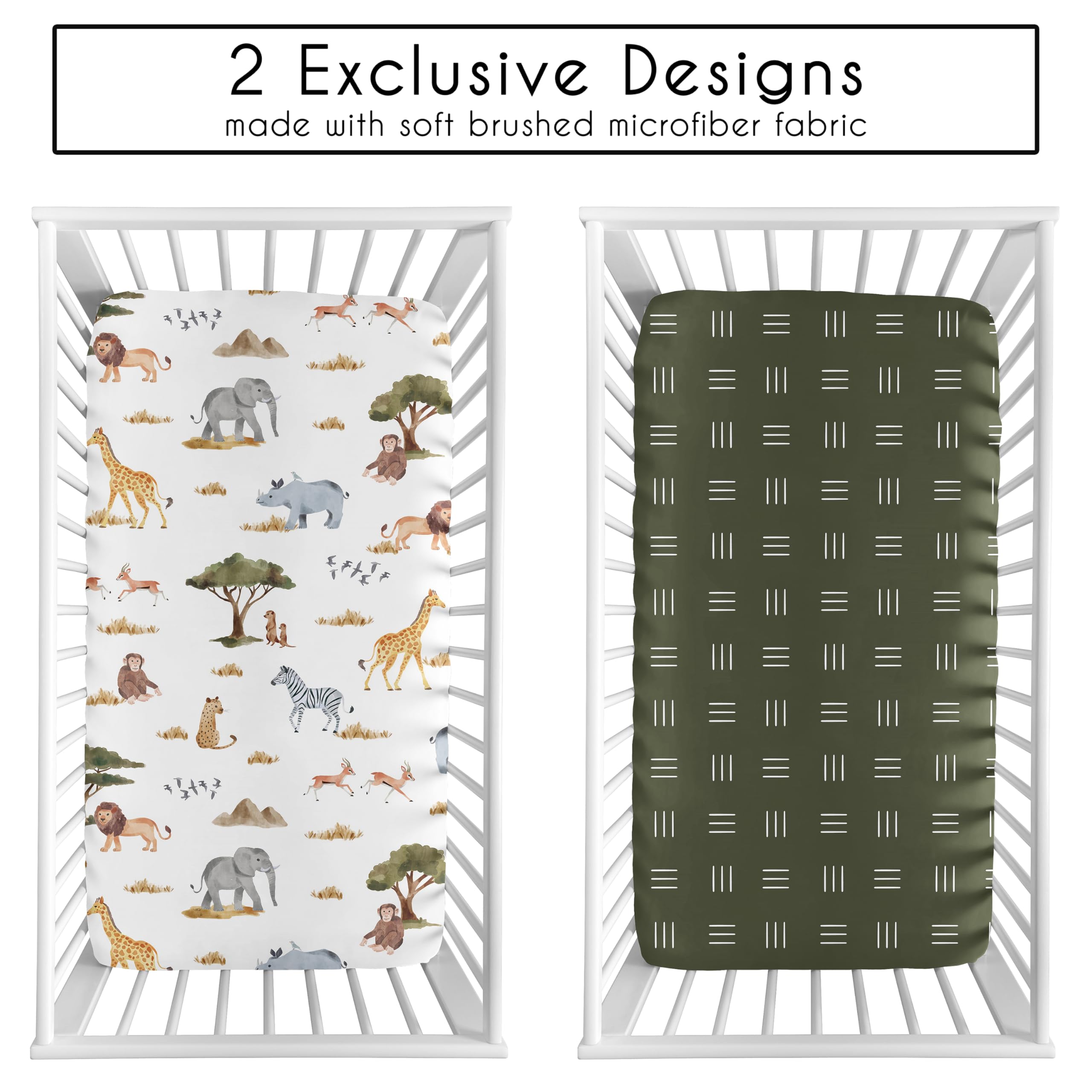 Sweet Jojo Designs safari zebra crib sheet close-up with snug elastic edge for secure fit