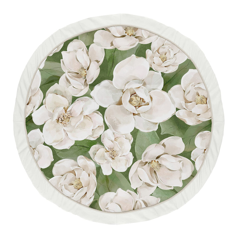 Sweet Jojo Designs sage green boho flower playmat setup for comfortable tummy time.