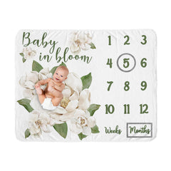 Sweet Jojo Designs sage green boho flowers blanket for milestone photos