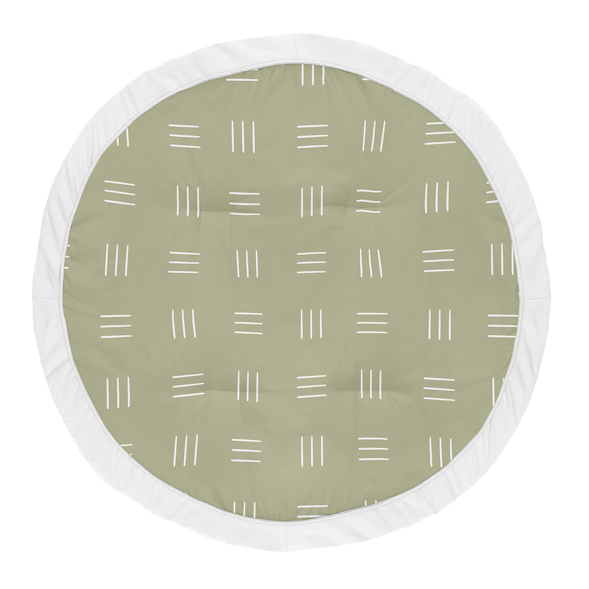 Sweet Jojo Designs Sage Green Boho Mudcloth Playmat full view for tummy time.