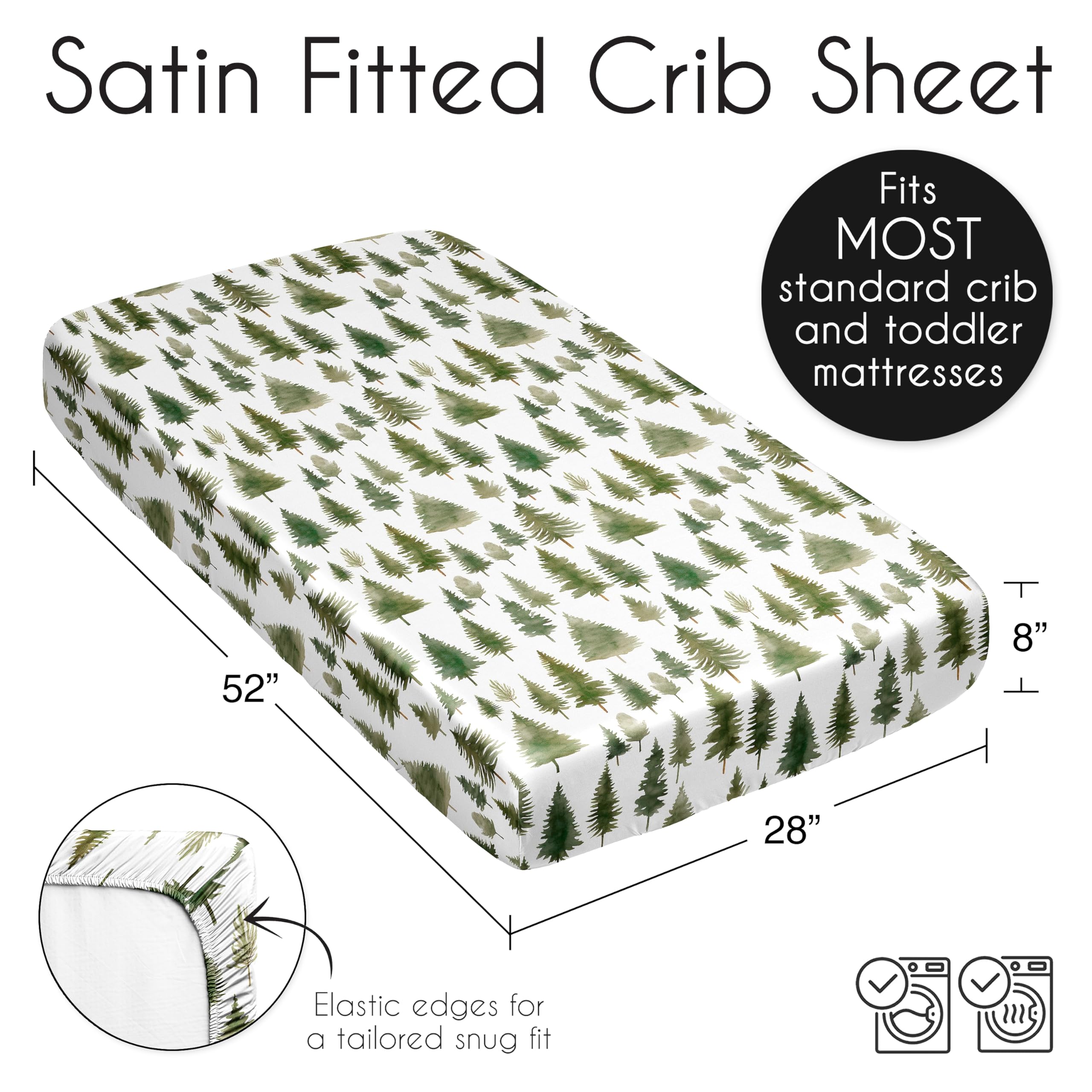 Sweet Jojo Designs Sage Green Woodland crib sheet with secure elastic bottom