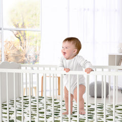 Sweet Jojo Designs Sage Green Woodland forest-themed nursery decor and pine trees