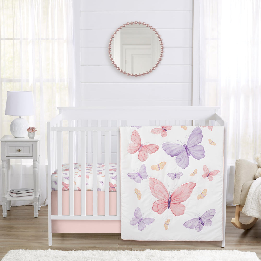 Sweet Jojo Designs shabby chic butterfly crib bedding ensemble in pastel colors