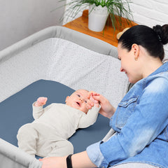 Sweet Jojo Designs sport-theme bassinet sheets pack-n-play compatibility for versatile sleeping options.