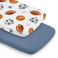 Sweet Jojo Designs sport-theme bassinet sheets stitching detail ensures a secure fit.