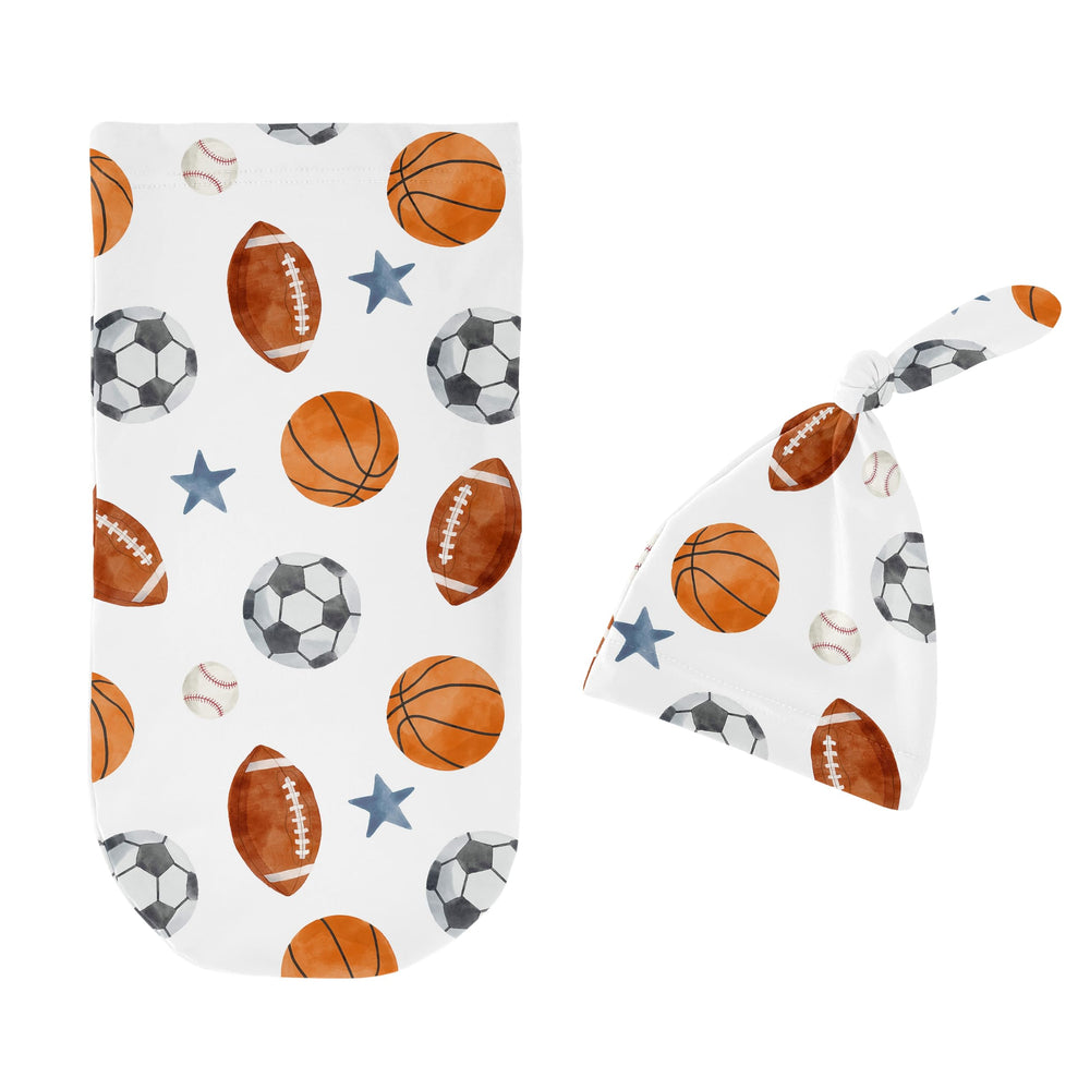 Sweet Jojo Designs sports top knot beanie keeps baby's head warm