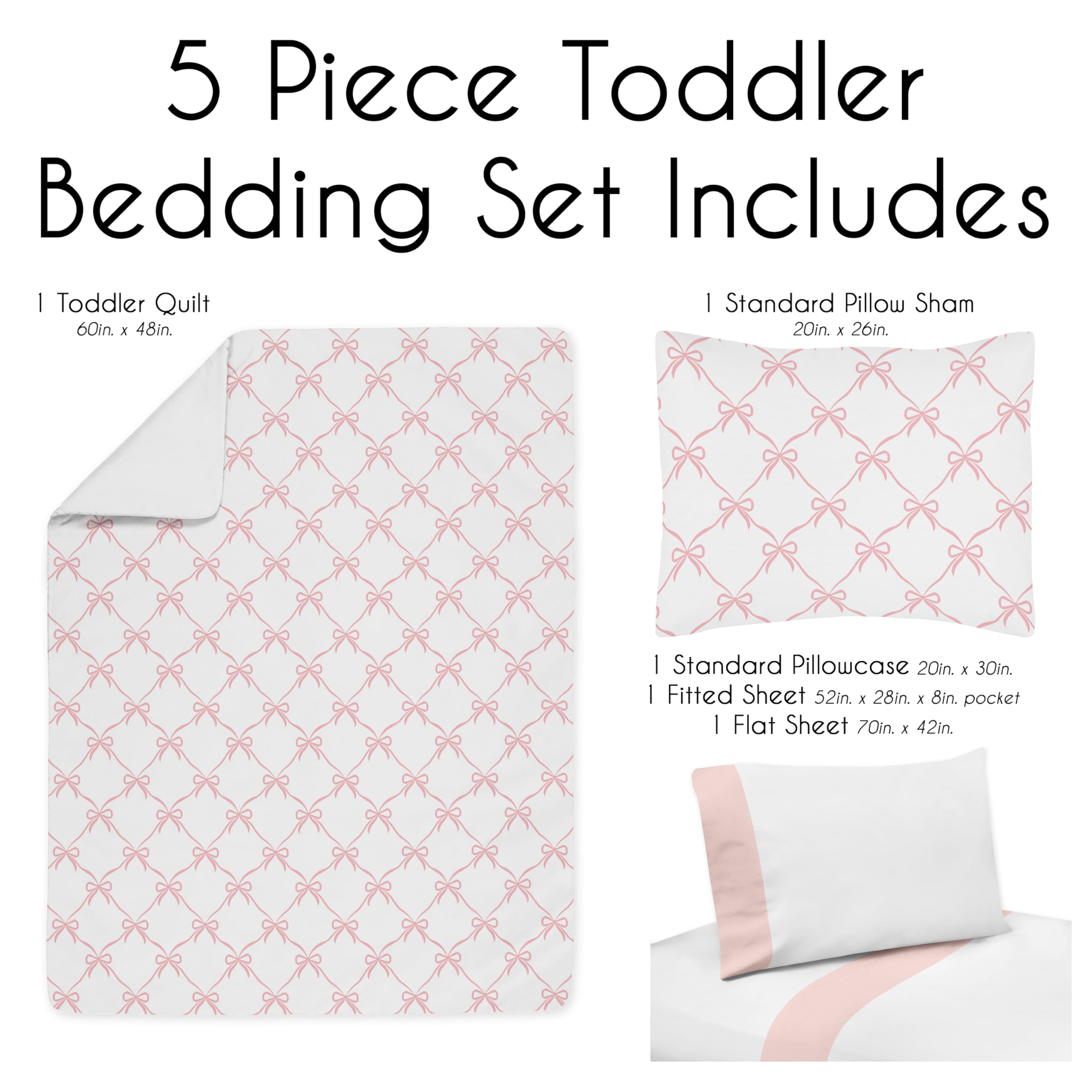Sweet Jojo Designs pink bows pillowcase adds soft comfort for kids' night routines