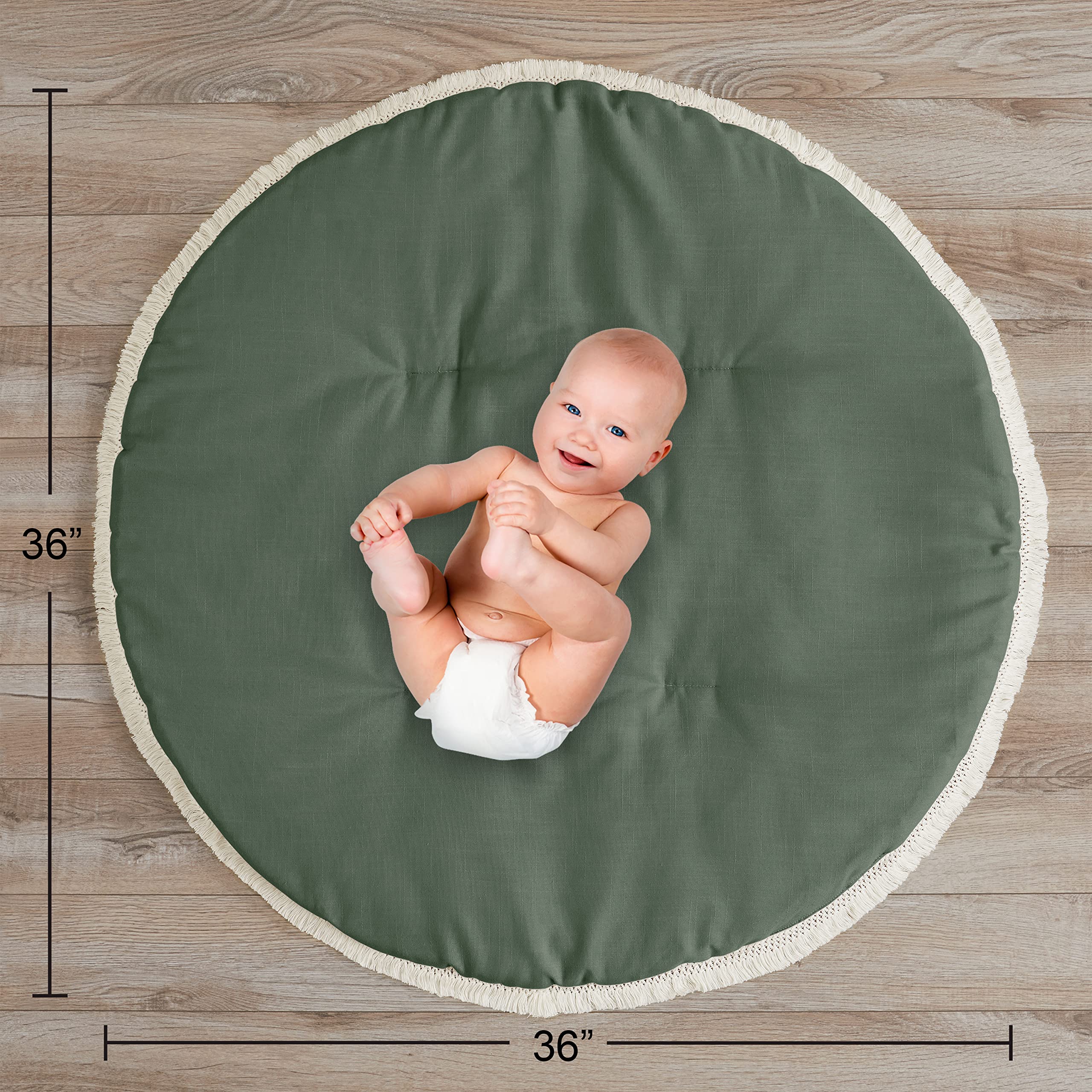 Sweet Jojo Designs tummy-time playmat featuring macrame trim for stylish look