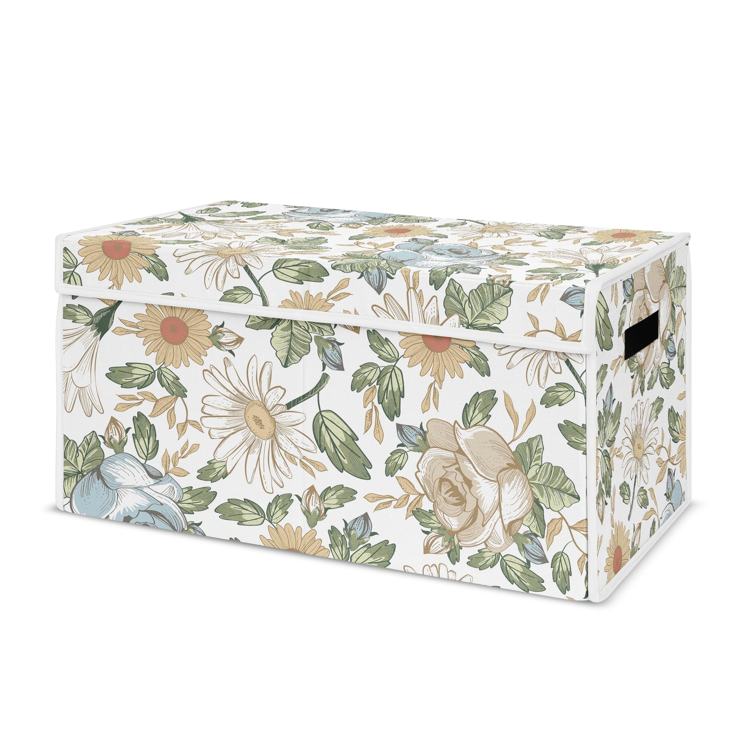 Sweet Jojo Designs vintage floral toy bin front view for organized nursery storage