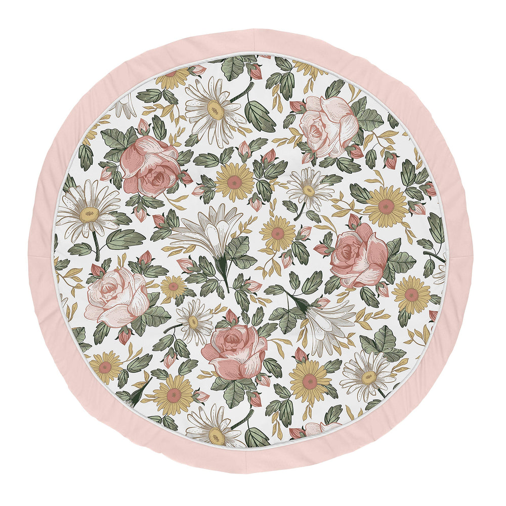 Sweet Jojo Designs vintage floral playmat 36in round offers a soft tummy-time surface for babies.