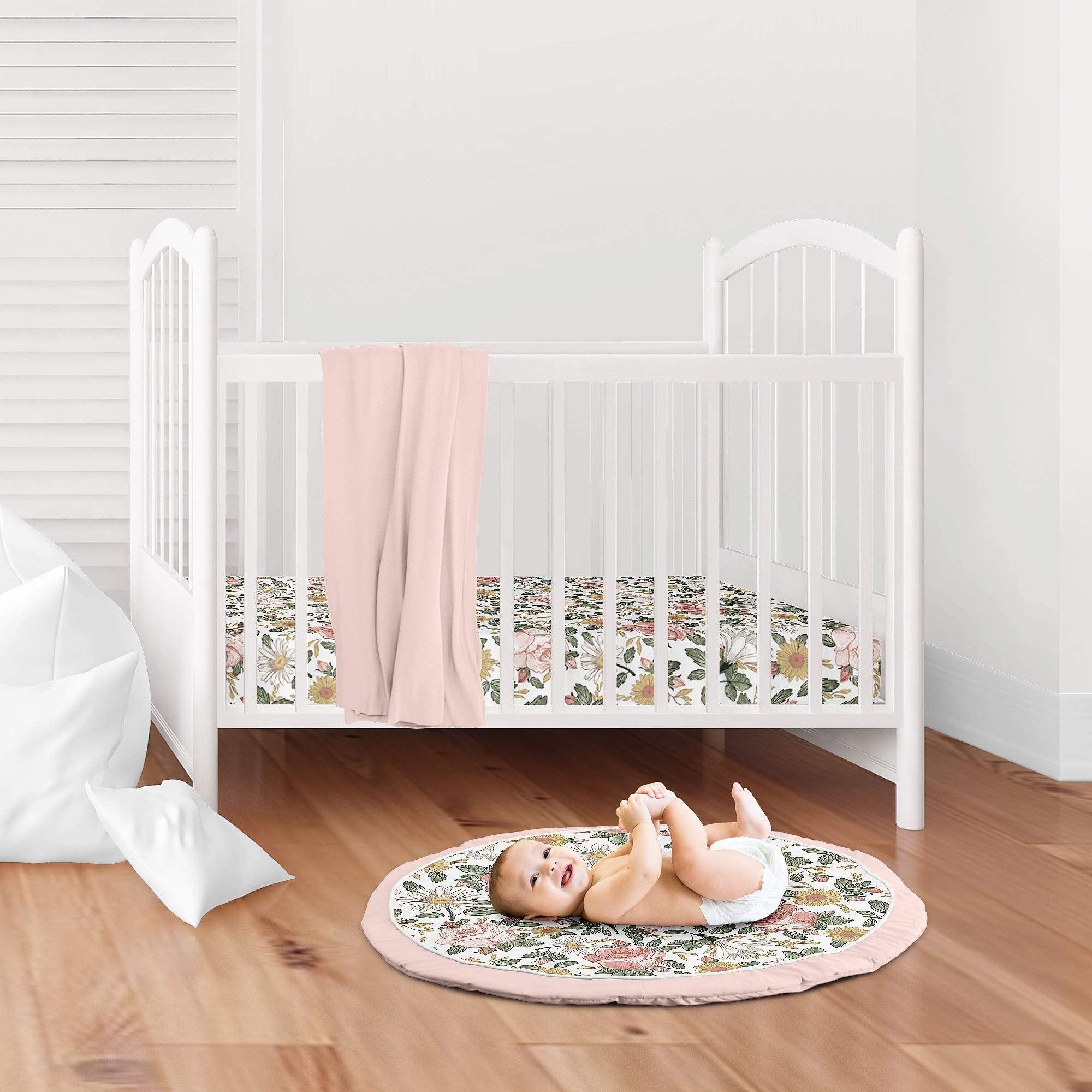 Sweet Jojo Designs vintage floral playmat folded for compact storage and easy travel.