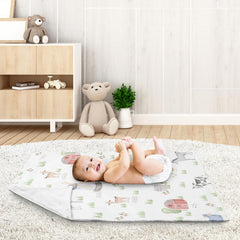 Sweet Jojo Designs watercolor farm print close-up highlights vibrant, durable fabric ideal for daily use.