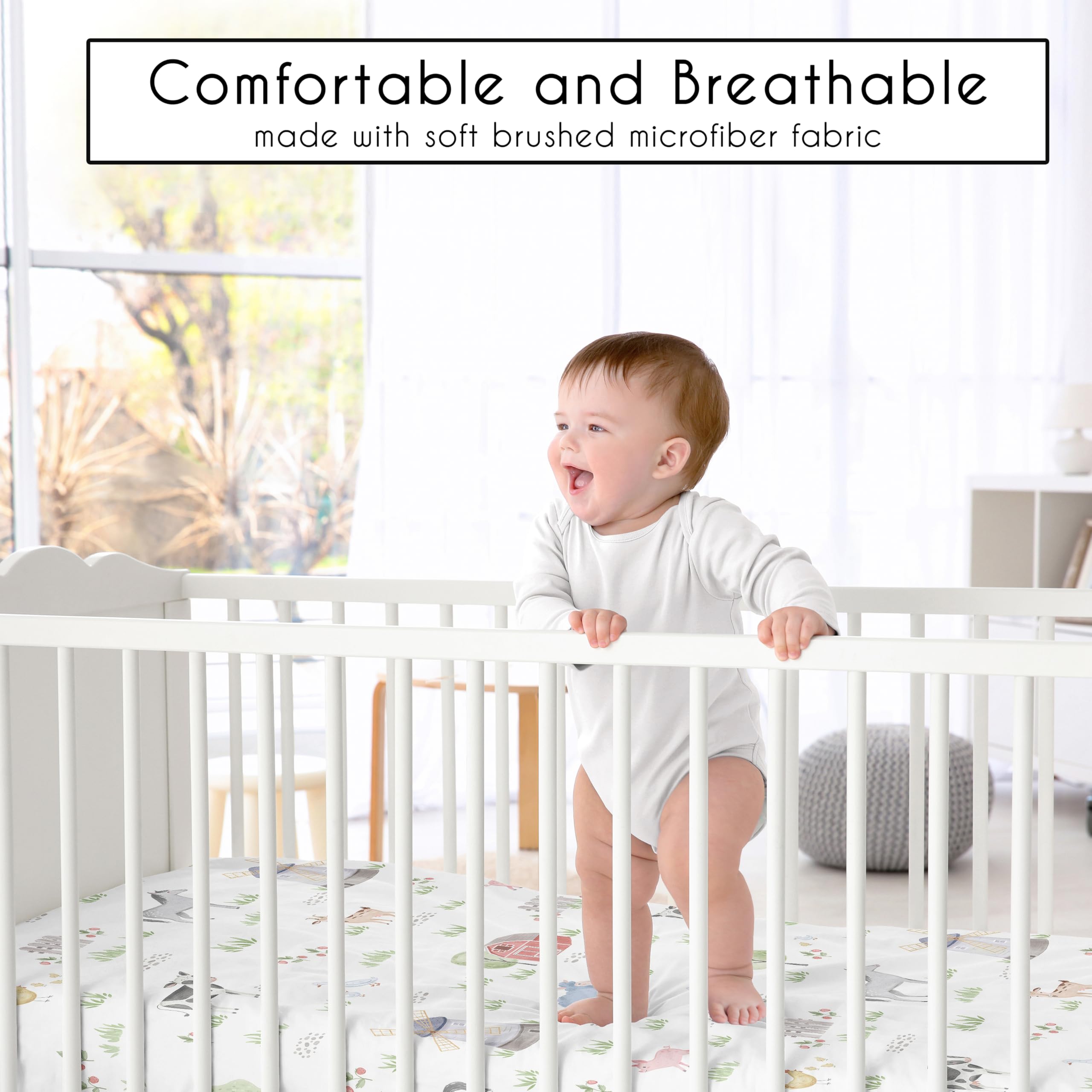 Sweet Jojo Designs watercolor farm animals print crib sheets for playful infant decor