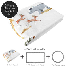 Sweet Jojo Designs week-month frames accompany the blanket for organized age-progress displays