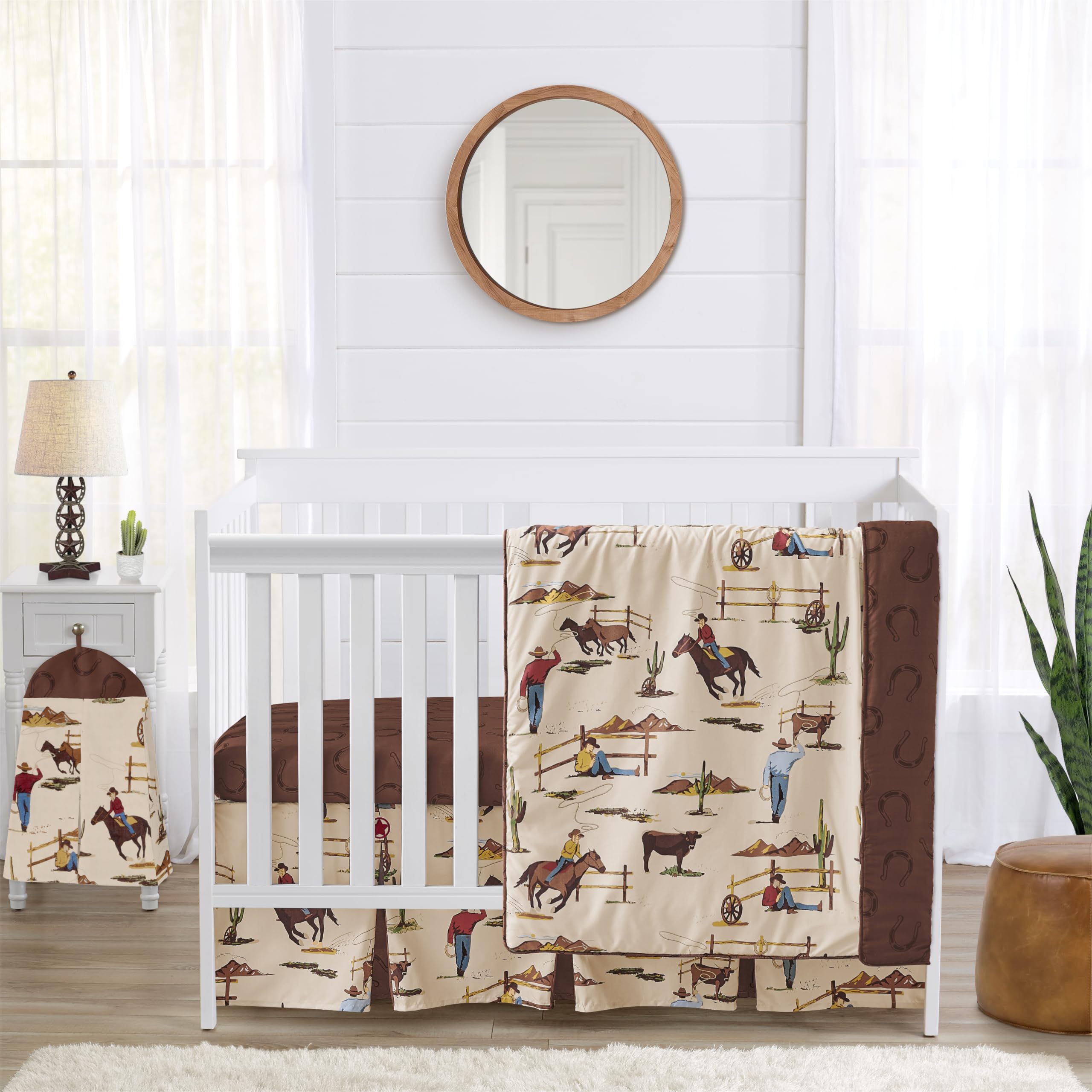 Sweet Jojo Designs Western cowboy crib blanket features desert scene for cozy naps.