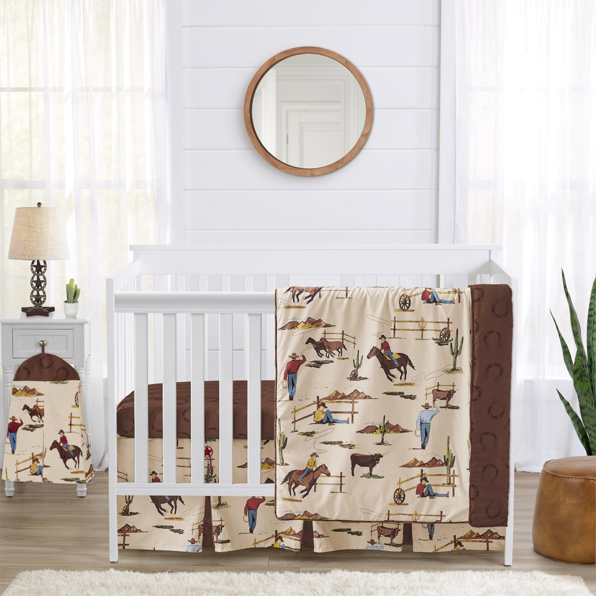 Sweet Jojo Designs Western cowboy crib blanket features desert scene for cozy naps.