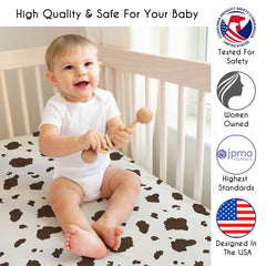 Sweet Jojo Designs western cowboy crib skirt provides a tidy, stylish hideaway under the bed.
