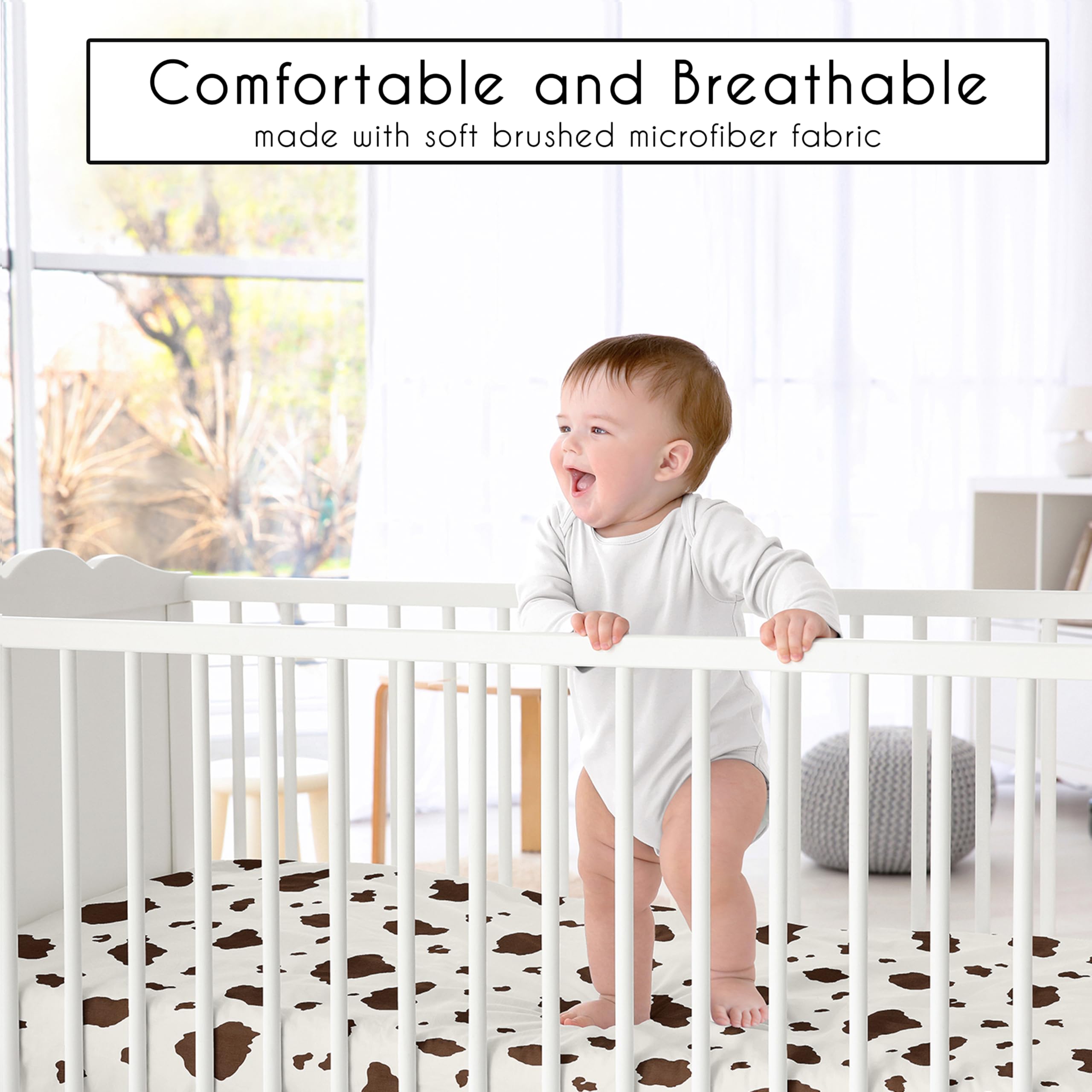 Sweet Jojo Designs patchwork print crib set highlights bold red, denim, and brown tones.