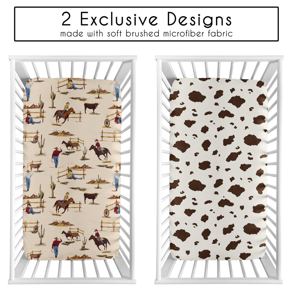 Sweet Jojo Designs western cowboy theme sheets add vintage Americana nursery style