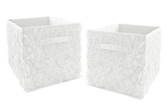 Sweet Jojo Designs storage bin set in nursery keeps toys organized.