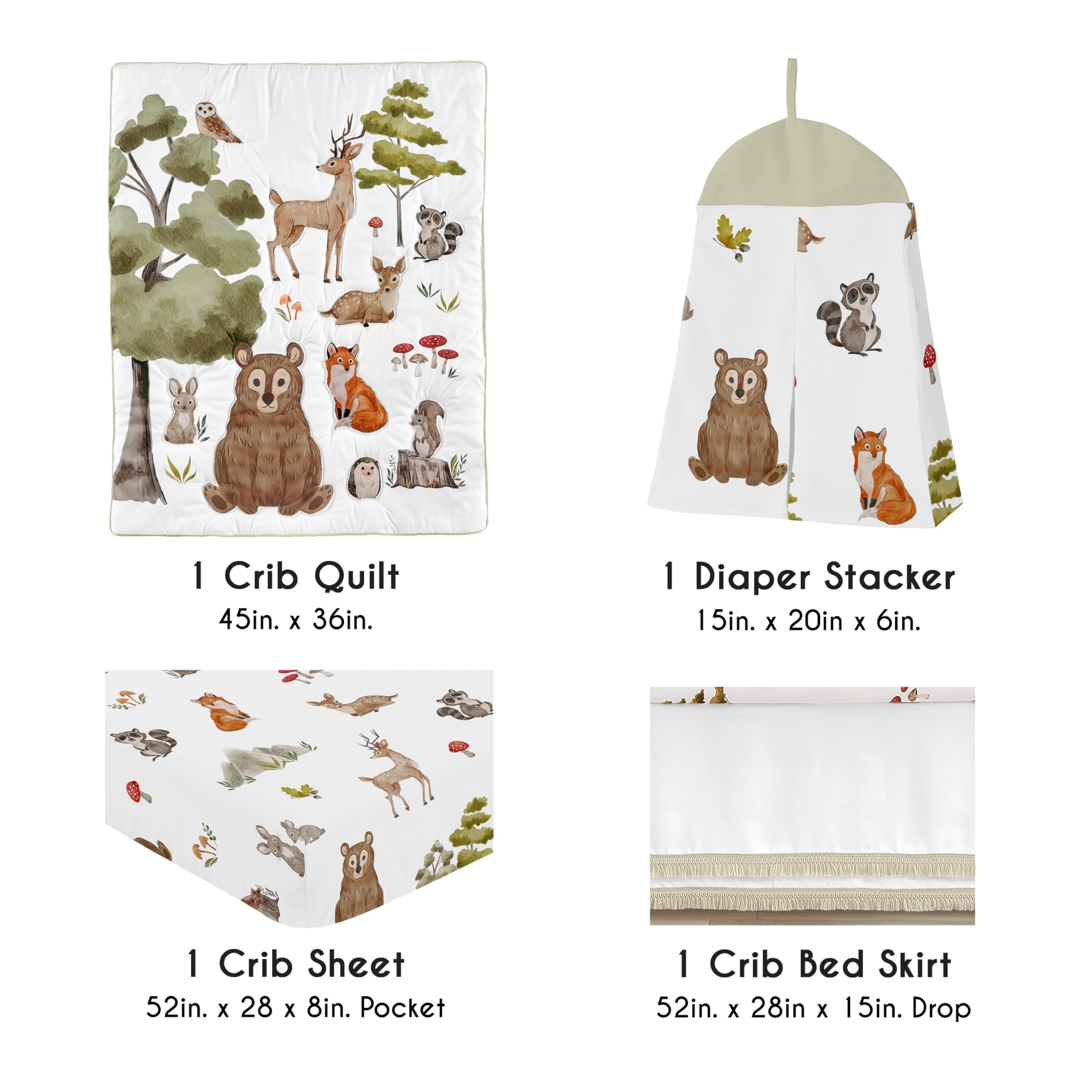 Sweet Jojo Designs woodland animals crib sheet provides secure fit on standard cribs