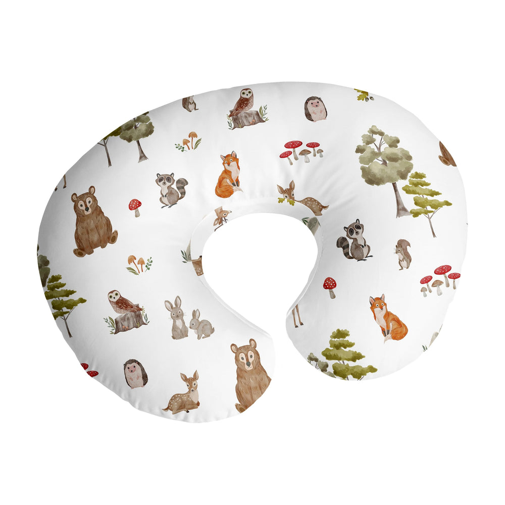 Sweet Jojo Designs woodland animals nursing pillow cover; easy-care nursery decor