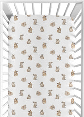 Sweet Jojo Designs Woodland Bunny fitted crib sheet on mattress for cozy sleep