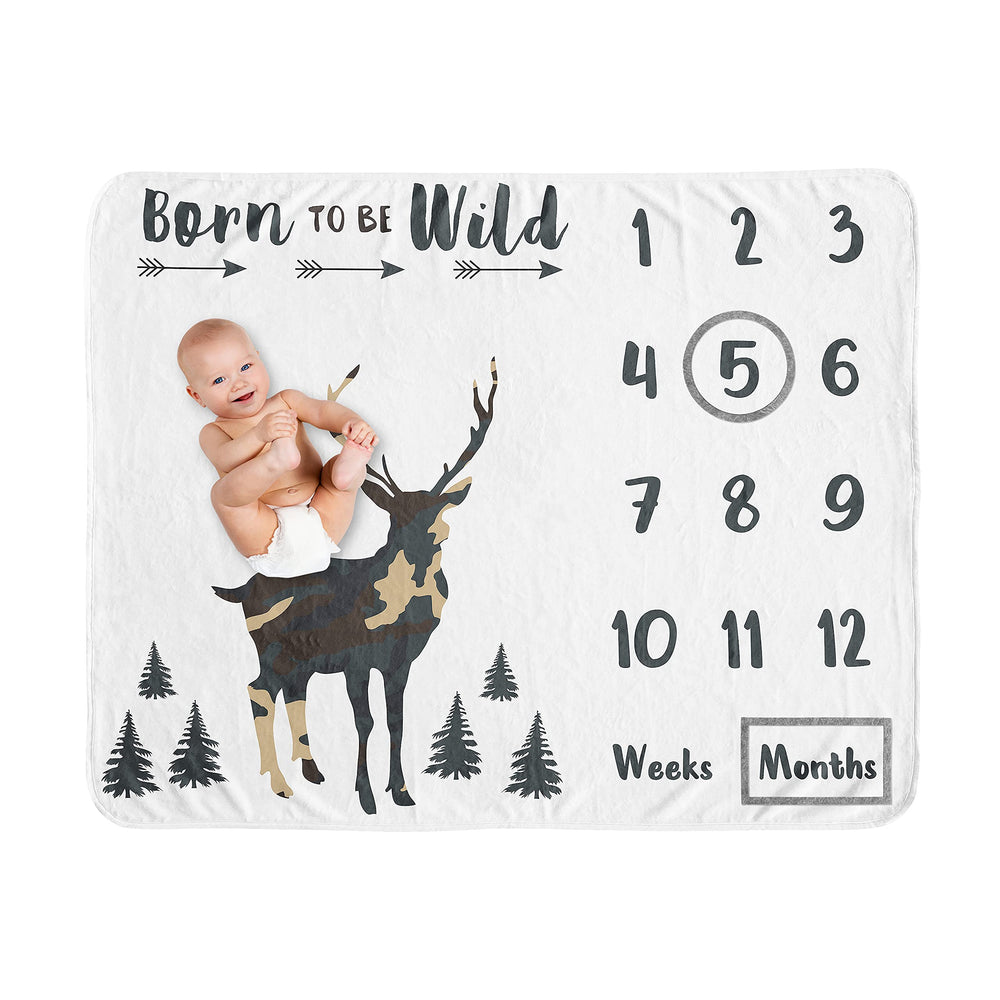Sweet Jojo Designs woodland camo deer blanket for cozy newborn photo sessions