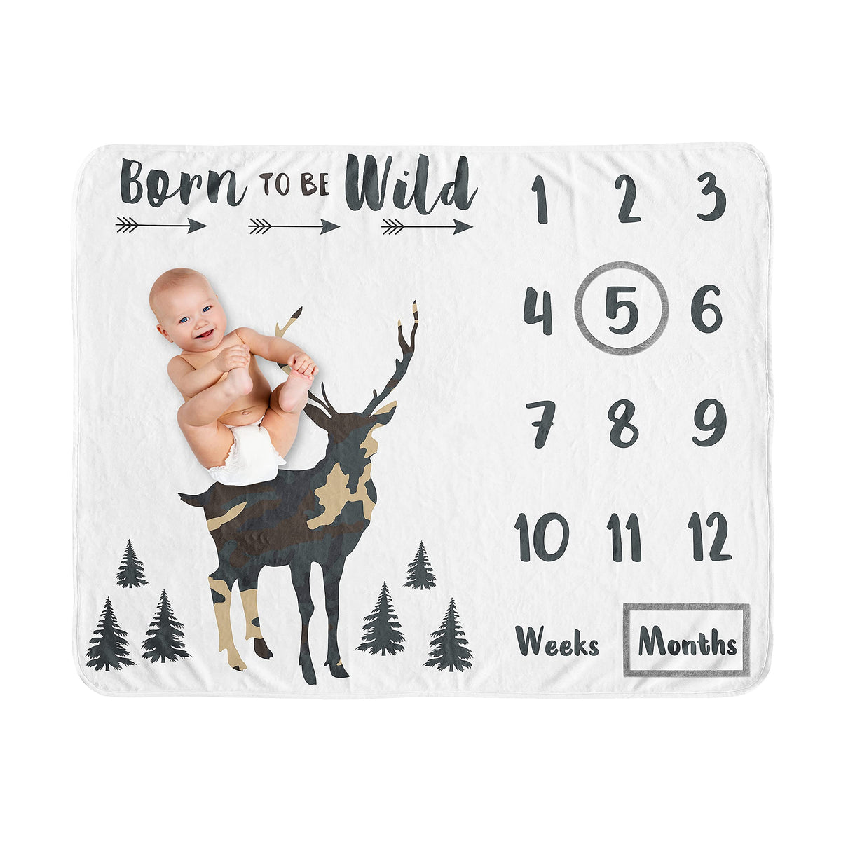 Sweet Jojo Designs woodland camo deer blanket for cozy newborn photo sessions