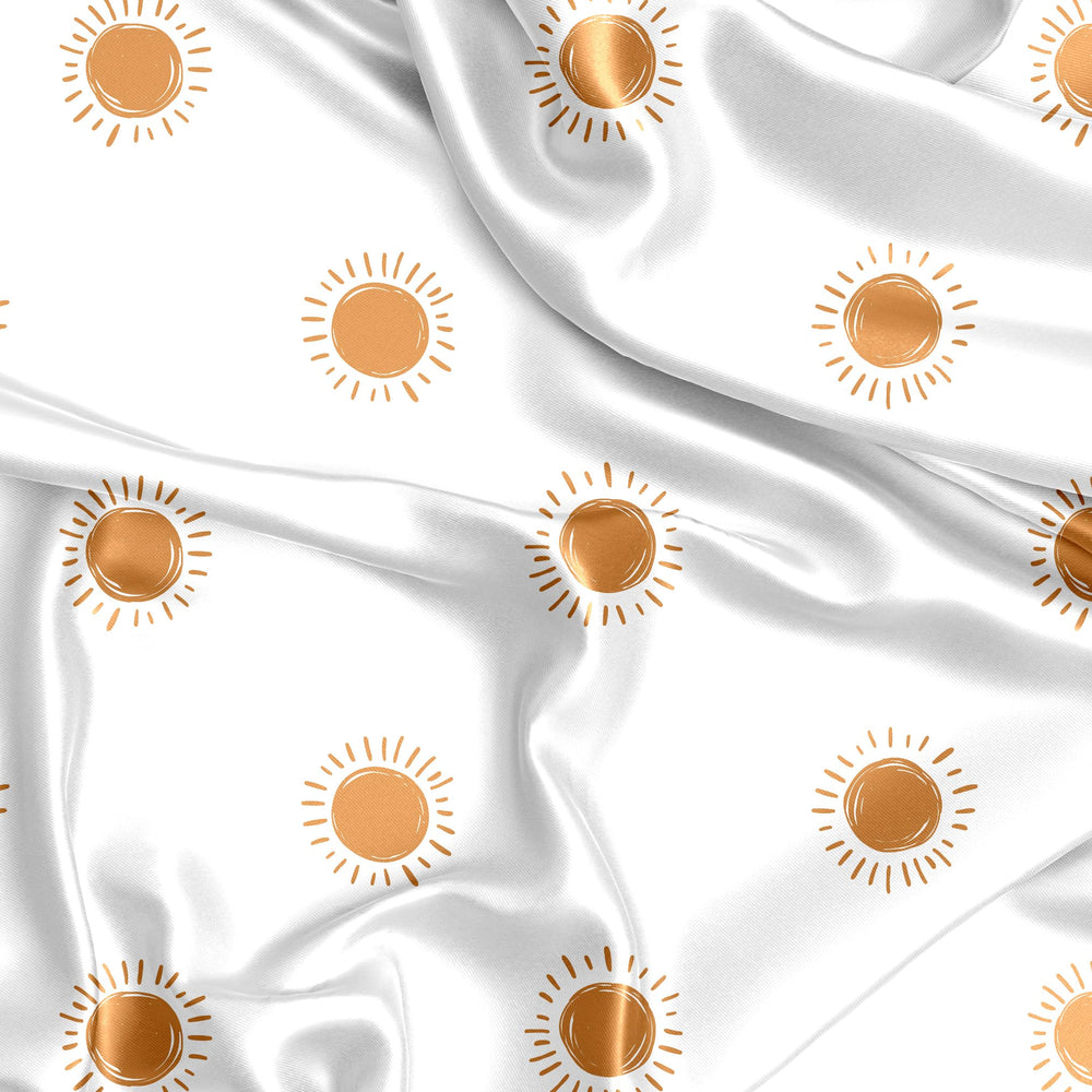 Sweet Jojo Designs pumpkin rust orange boho sun motif crib sheet in satin